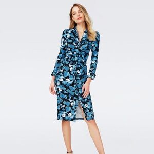 DVF Sheska Midi Dress in Passion Petals Star Sapphire Size 4